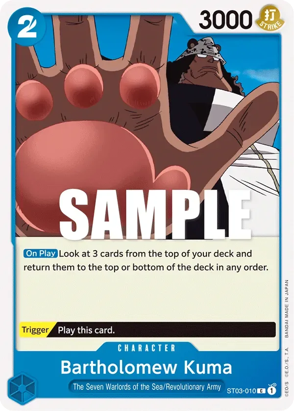 Bartholomew Kuma #ST03-010 The Seven Warlords of the Sea One Piece card