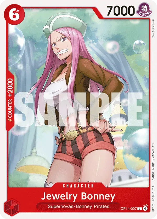 Jewelry Bonney #OP14-007 The Azure Sea's Seven One Piece card