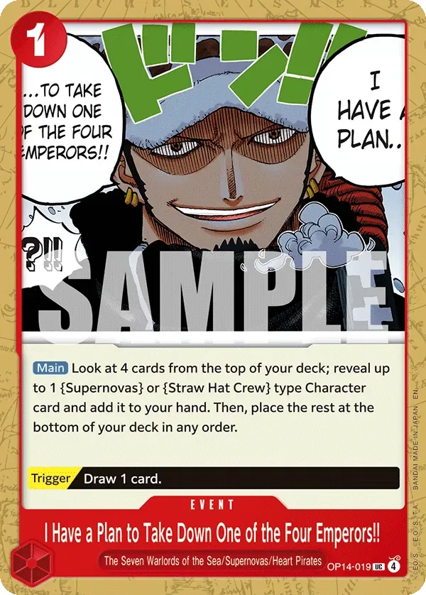 I Have a Plan to Take Down One of the Four Emperors!! #OP14-019 The Azure Sea's Seven One Piece card
