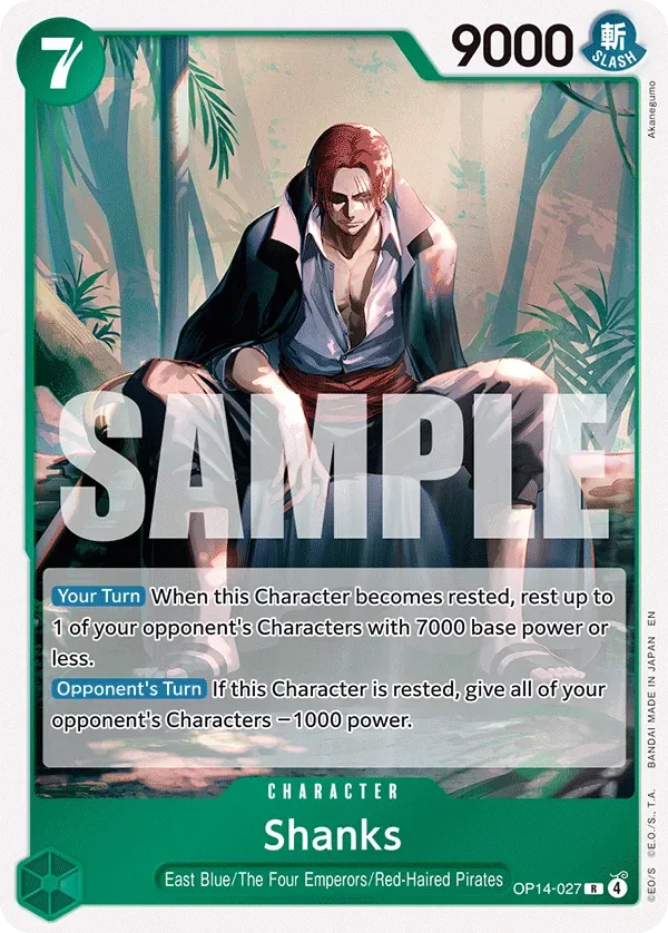 Shanks #OP14-027 The Azure Sea's Seven One Piece card
