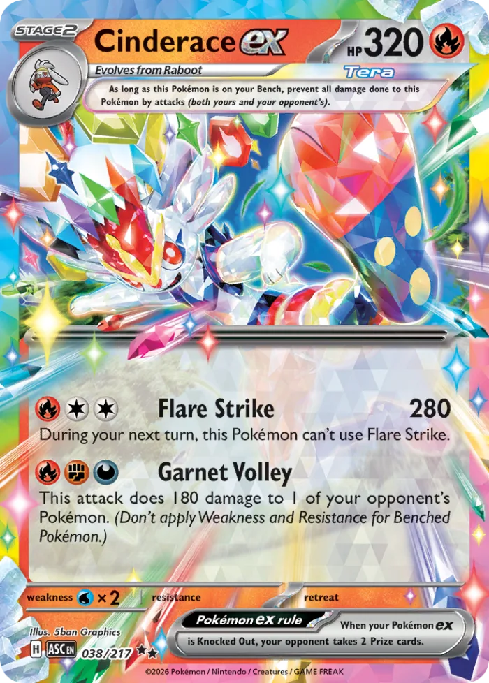 Cinderace ex #38 Ascended Heroes Pokemon card