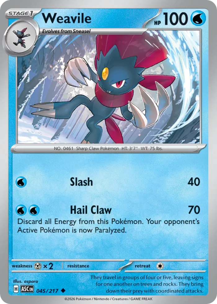 Weavile #45 Ascended Heroes Pokemon card