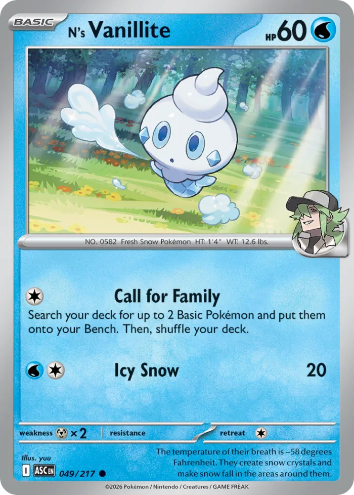 N's Vanillite #49 Ascended Heroes Pokemon card