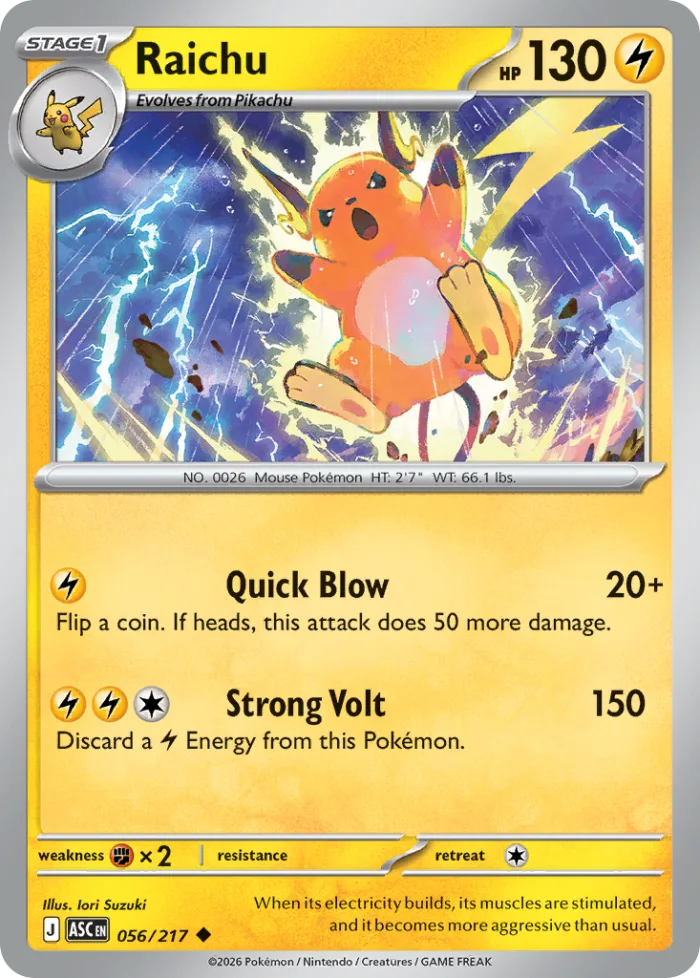 Raichu #56 Ascended Heroes Pokemon card