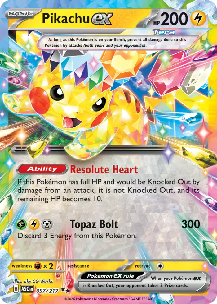Pikachu ex #57 Ascended Heroes Pokemon card