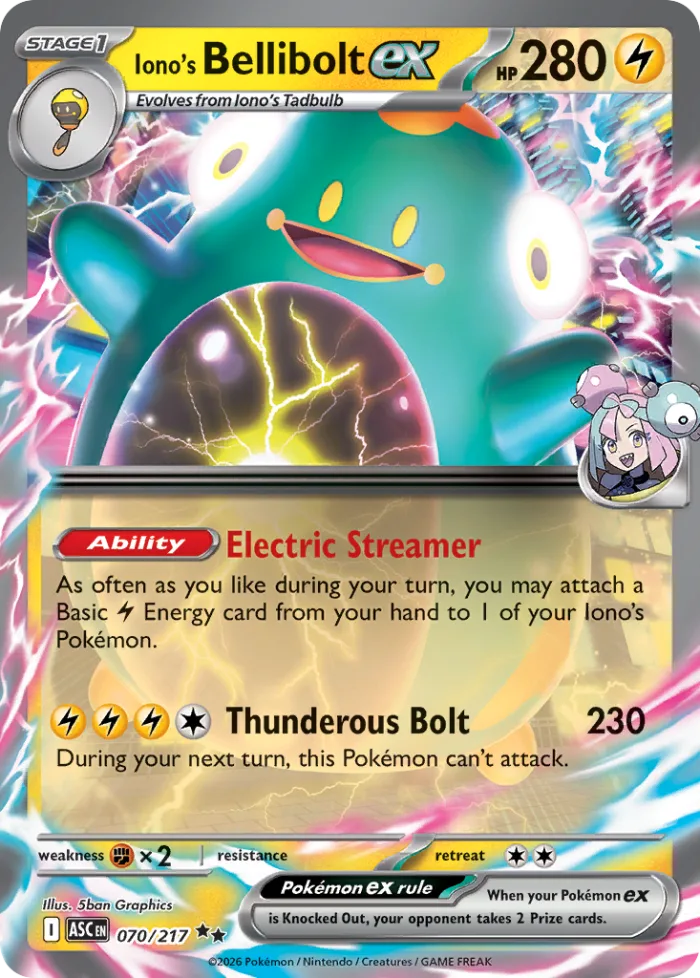 Iono's Bellibolt ex #70 Ascended Heroes Pokemon card