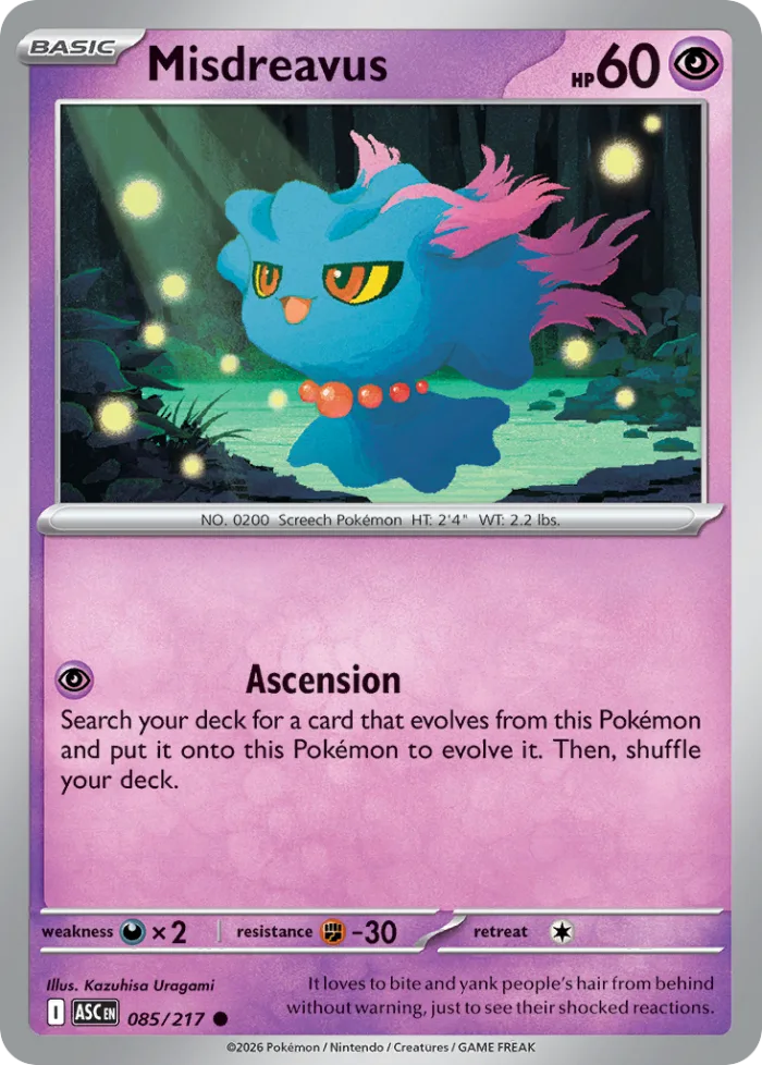 Misdreavus #85 Ascended Heroes Pokemon card
