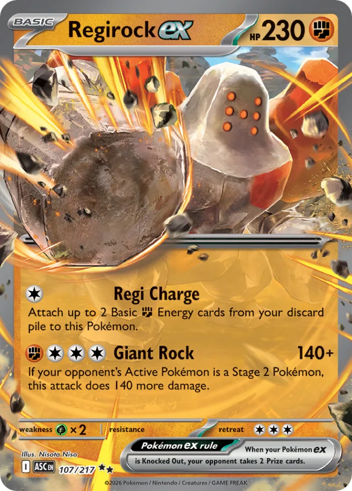 Regirock ex #107 Ascended Heroes Pokemon card