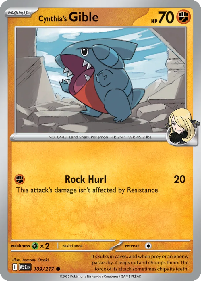 Cynthia's Gible #109 Ascended Heroes Pokemon card