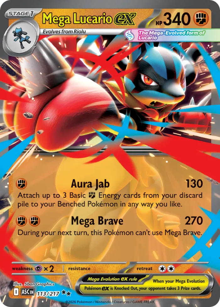Mega Lucario ex #113 Ascended Heroes Pokemon card