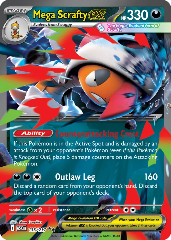 Mega Scrafty ex #135 Ascended Heroes Pokemon card