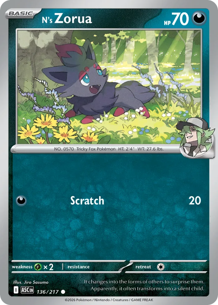 N's Zorua #136 Ascended Heroes Pokemon card