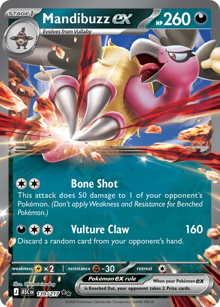 Mandibuzz ex #139 Ascended Heroes Pokemon card