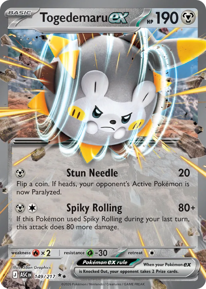 Togedemaru ex #149 Ascended Heroes Pokemon card