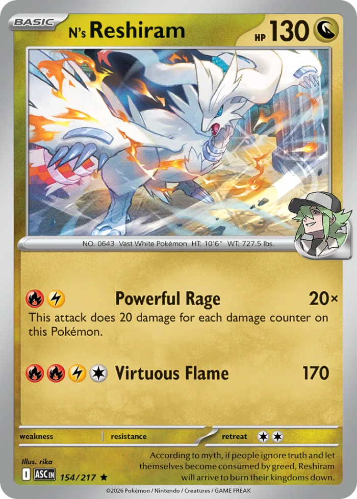 N's Reshiram #154 Ascended Heroes Pokemon card