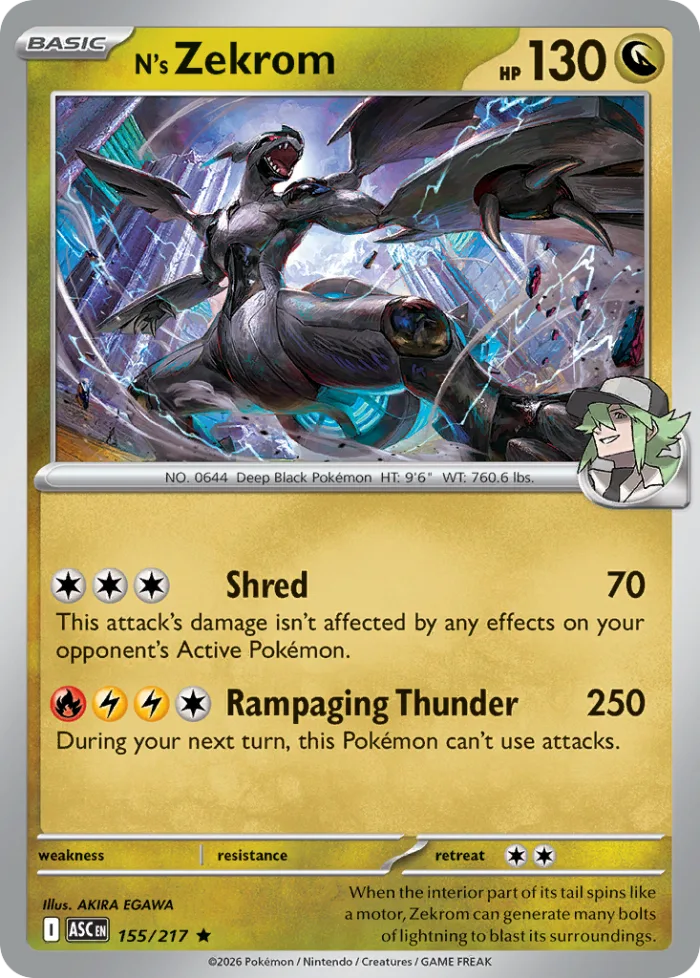 N's Zekrom #155 Ascended Heroes Pokemon card