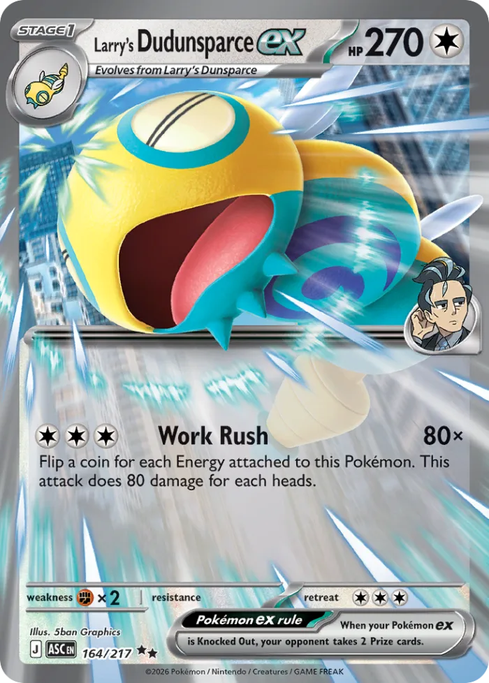Larry's Dudunsparce ex #164 Ascended Heroes Pokemon card