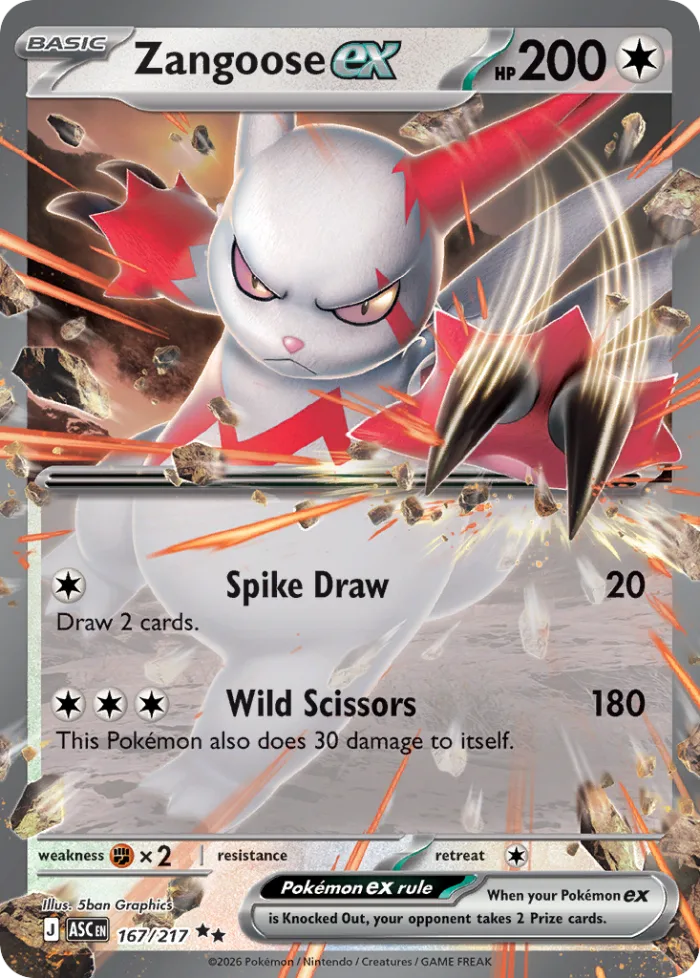 Zangoose ex #167 Ascended Heroes Pokemon card