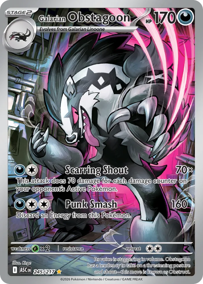 Galarian Obstagoon #245 Ascended Heroes Pokemon card