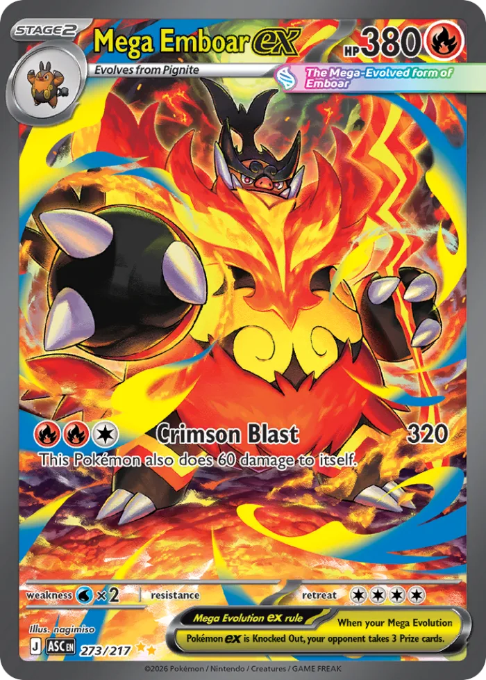 Mega Emboar ex #273 Ascended Heroes Pokemon card