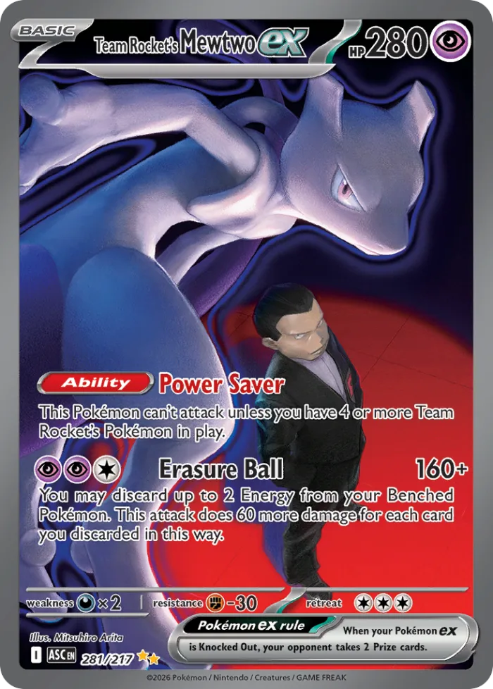Team Rocket's Mewtwo ex #281 Ascended Heroes Pokemon card
