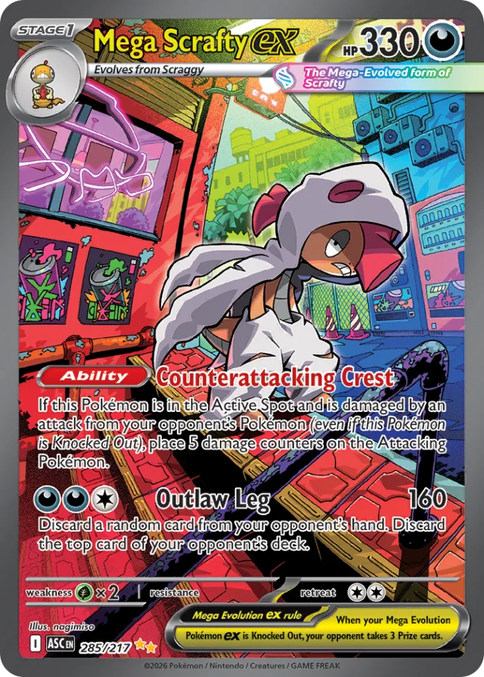 Mega Scrafty ex #285 Ascended Heroes Pokemon card