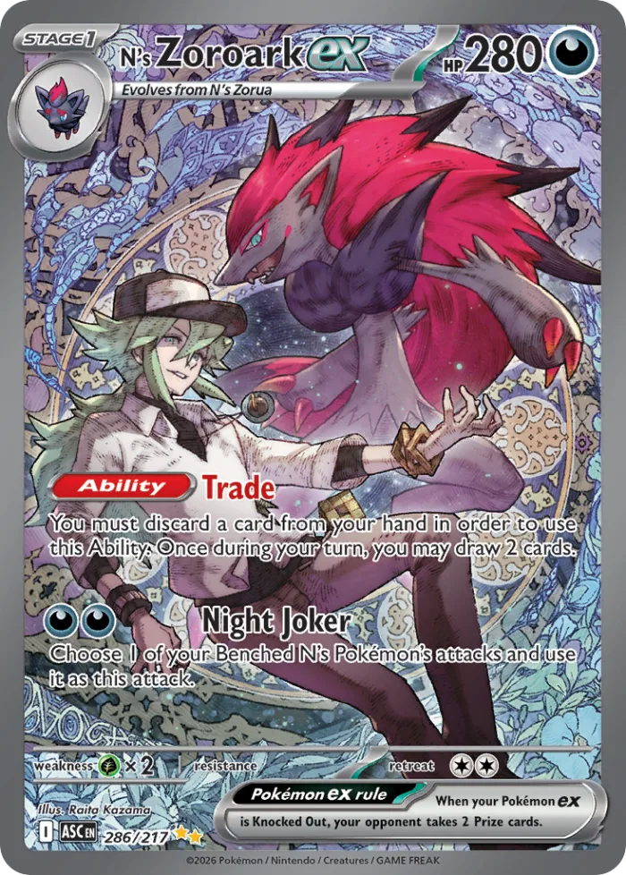 N's Zoroark ex #286 Ascended Heroes Pokemon card