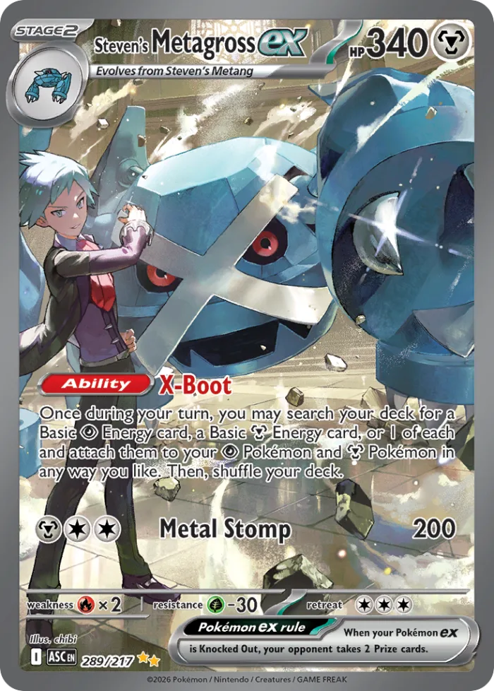 Steven's Metagross ex #289 Ascended Heroes Pokemon card