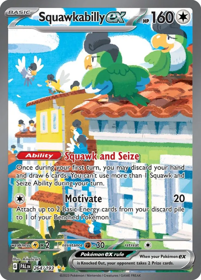 Squawkabilly ex #264 Paldea Evolved Pokemon card