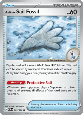 Antique Sail Fossil #69 Perfect Order Pokemon card