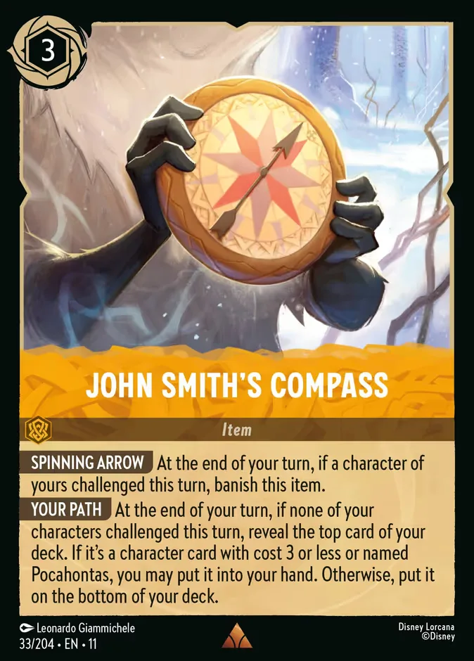 John Smith's Compass #33 Winterspell Disney Lorcana card