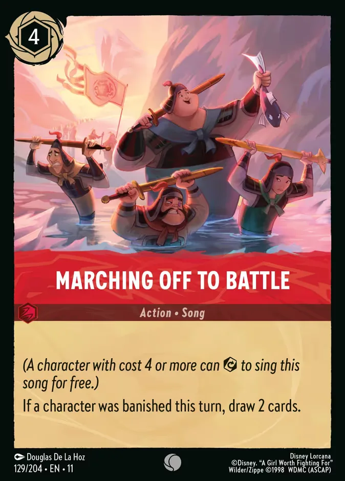 Marching Off to Battle #129 Winterspell Disney Lorcana card