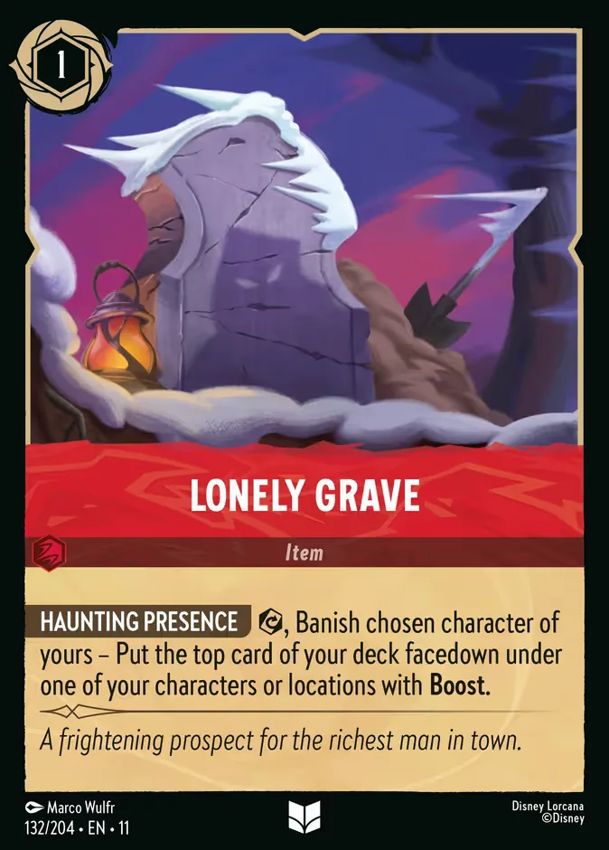 Lonely Grave #132 Winterspell Disney Lorcana card