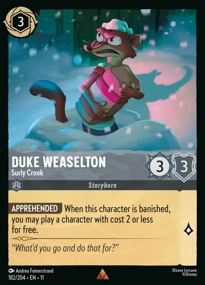 Duke Weaselton #182 Winterspell Disney Lorcana card