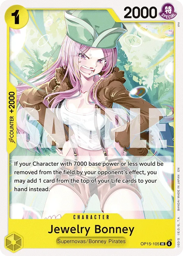 Jewelry Bonney #OP15-105 Adventure on Kami's Island One Piece card