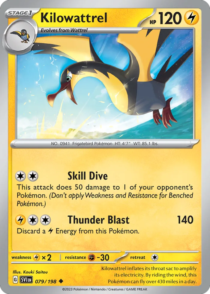Kilowattrel #79 Scarlet & Violet Pokemon card