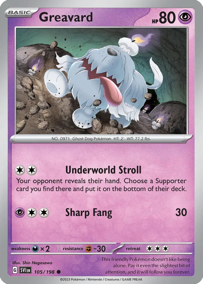 Greavard #105 Scarlet & Violet Pokemon card