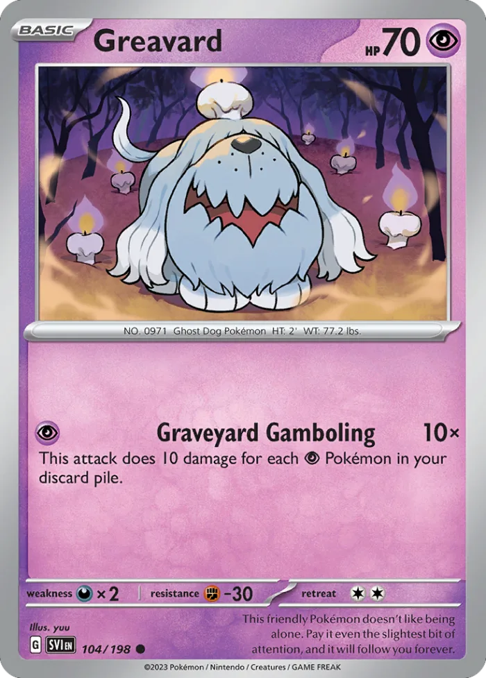 Greavard #104 Scarlet & Violet Pokemon card