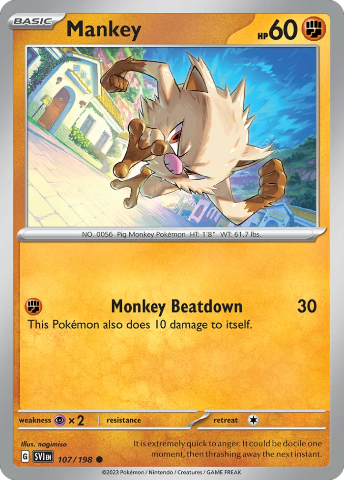 Mankey #107 Scarlet & Violet Pokemon card