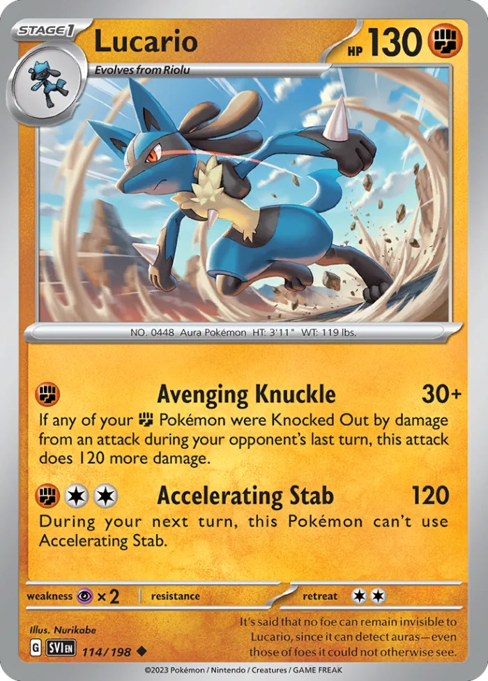 Lucario #114 Scarlet & Violet Pokemon card