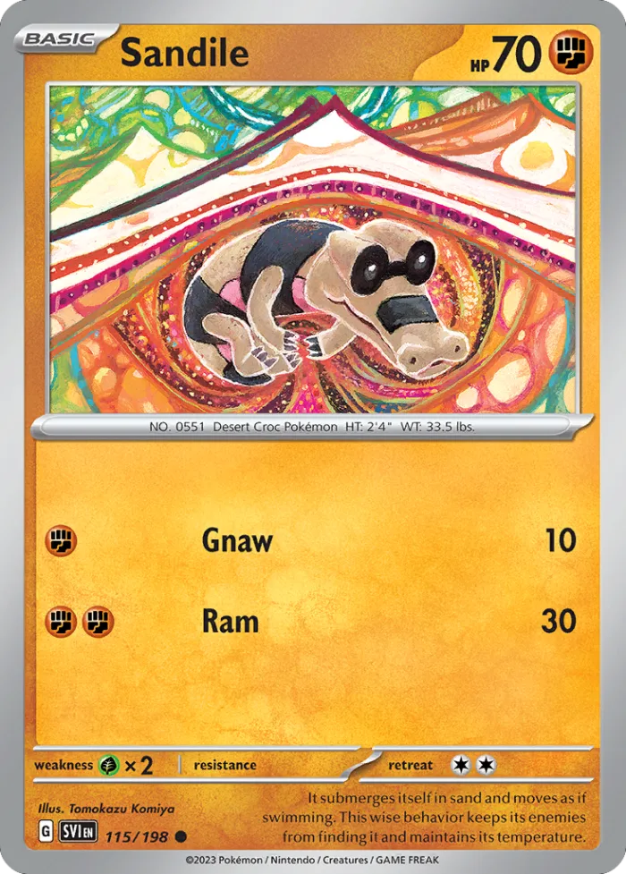 Sandile #115 Scarlet & Violet Pokemon card