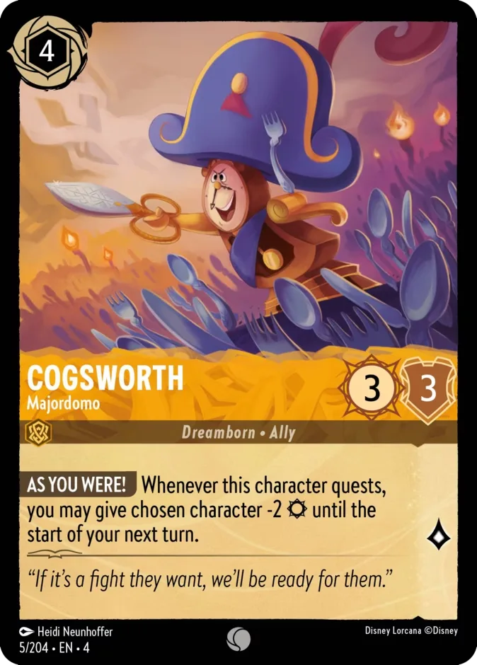 Cogsworth #5 Ursula's Return Disney Lorcana card