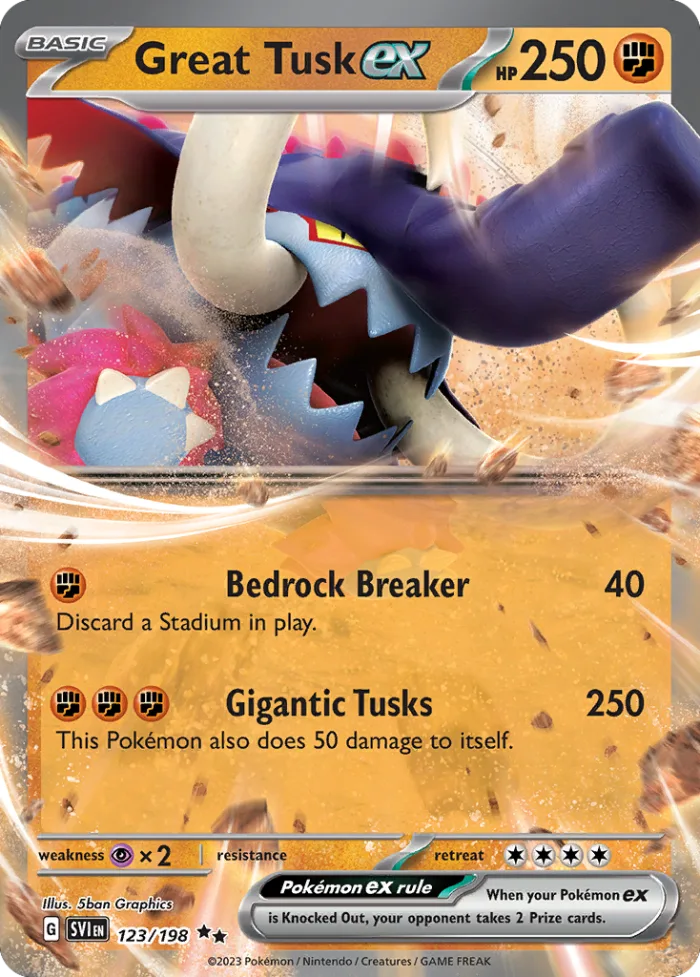 Great Tusk ex #123 Scarlet & Violet Pokemon card