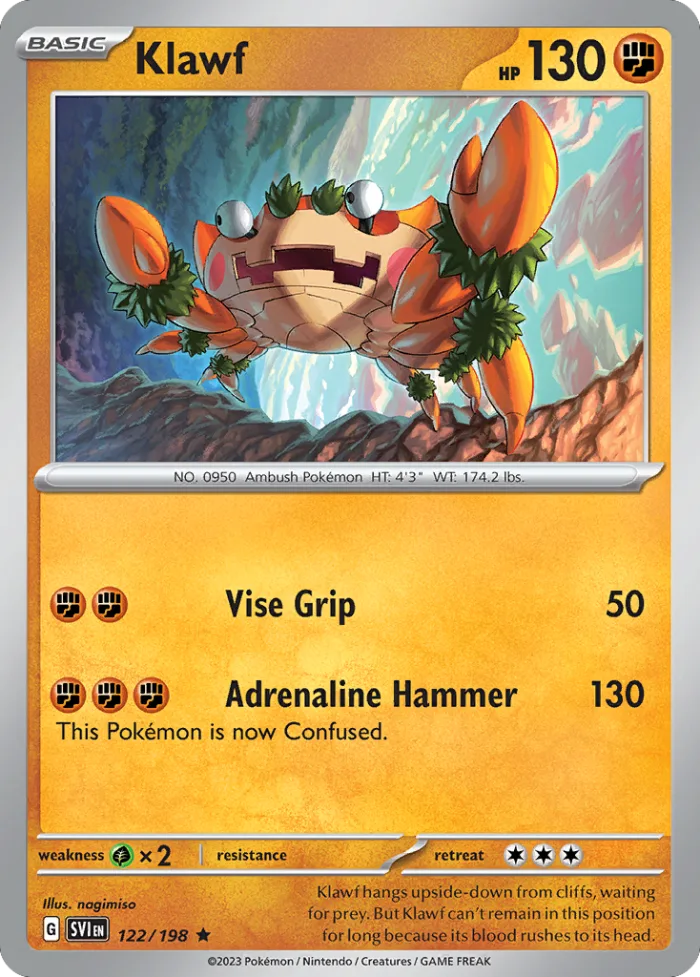 Klawf #122 Scarlet & Violet Pokemon card