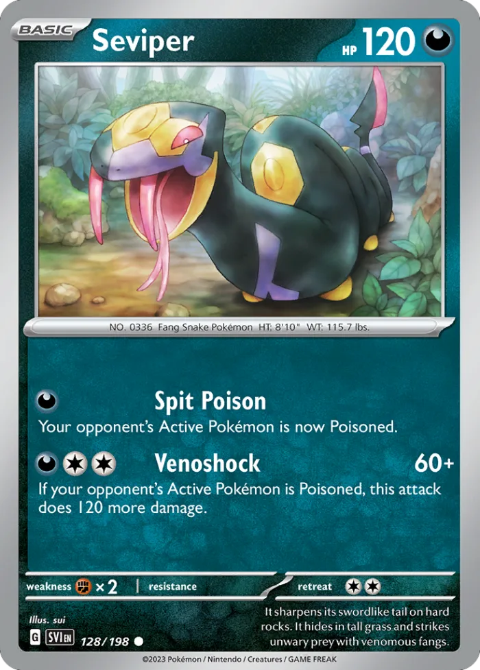 Seviper #128 Scarlet & Violet Pokemon card