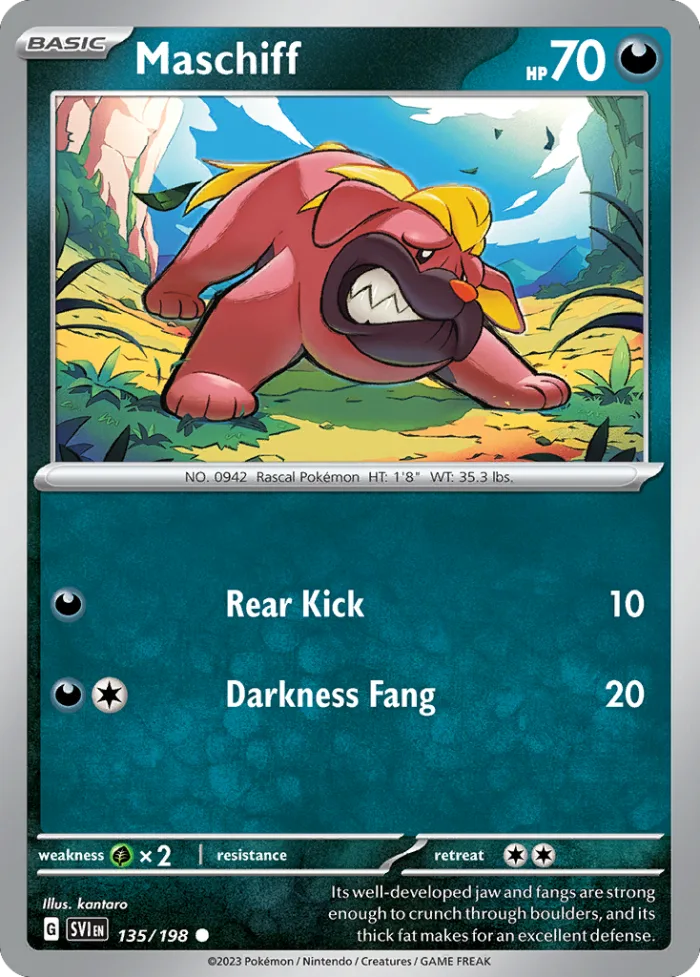 Maschiff #135 Scarlet & Violet Pokemon card