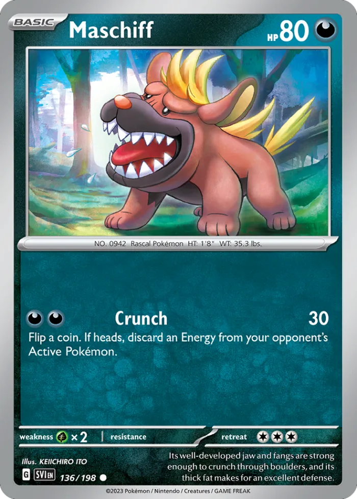 Maschiff #136 Scarlet & Violet Pokemon card