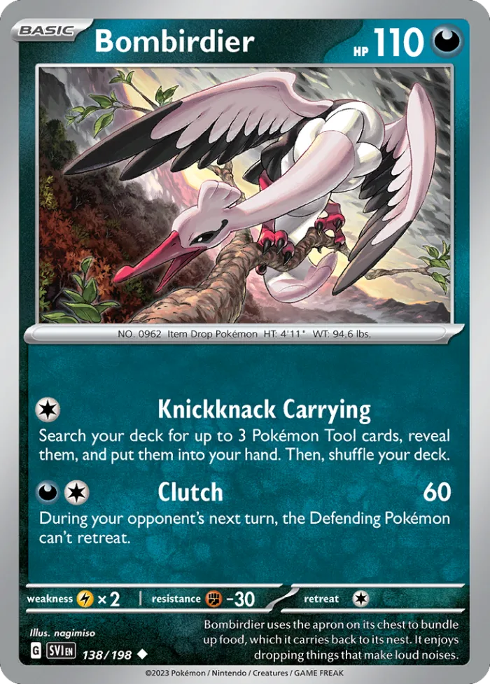 Bombirdier #138 Scarlet & Violet Pokemon card