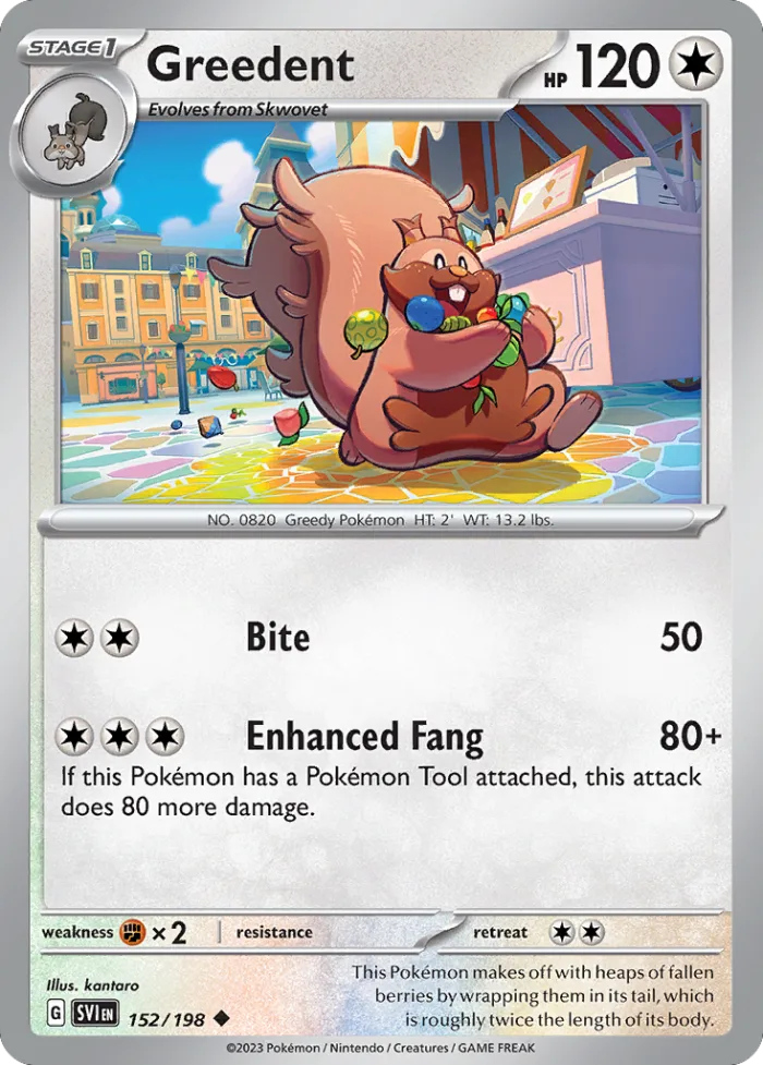 Greedent #152 Scarlet & Violet Pokemon card