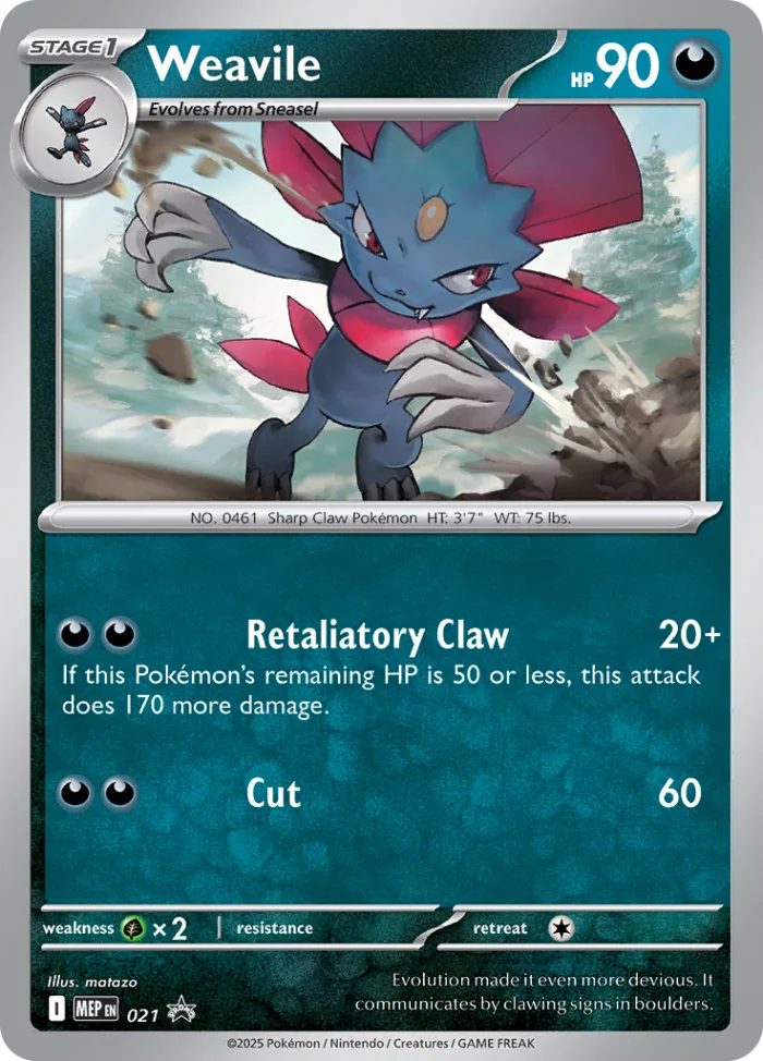 Weavile #MEP 021 MEP Black Star Promos Pokemon card